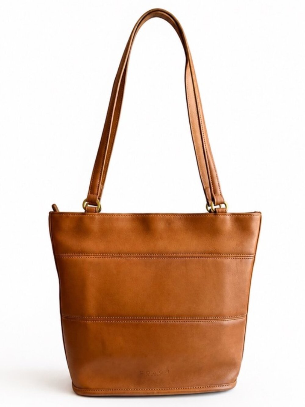 Vintage Coach 9098 Tribeca Shopper Bag Toffee Leather USA 1998